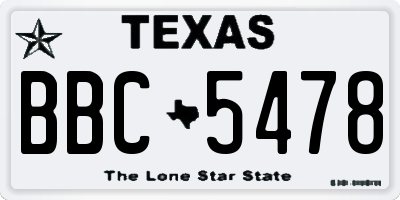 TX license plate BBC5478