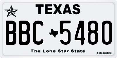 TX license plate BBC5480