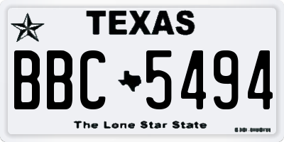 TX license plate BBC5494
