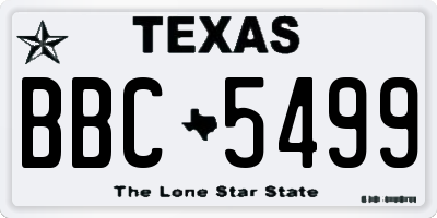 TX license plate BBC5499