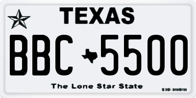TX license plate BBC5500