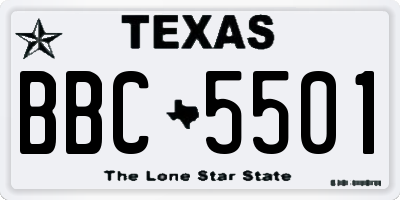 TX license plate BBC5501