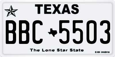 TX license plate BBC5503