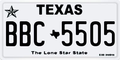 TX license plate BBC5505