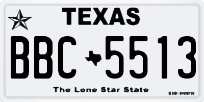 TX license plate BBC5513