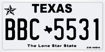 TX license plate BBC5531