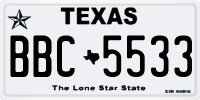 TX license plate BBC5533