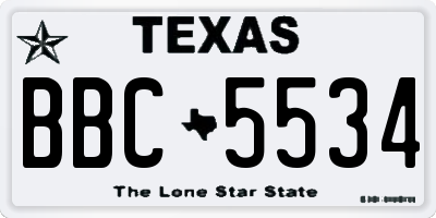 TX license plate BBC5534