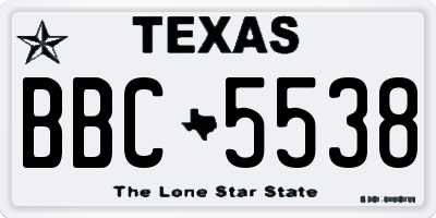 TX license plate BBC5538