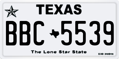 TX license plate BBC5539