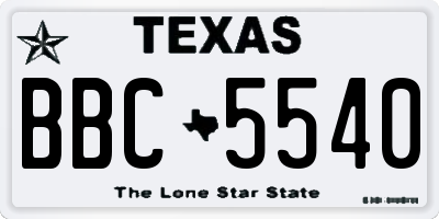 TX license plate BBC5540