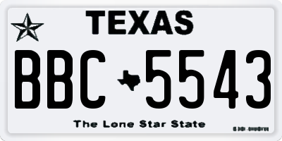 TX license plate BBC5543