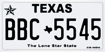 TX license plate BBC5545