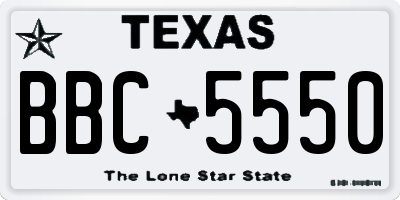 TX license plate BBC5550