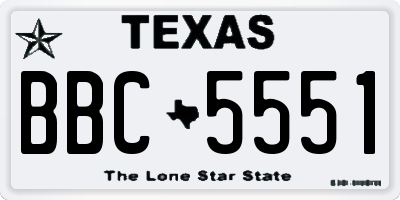 TX license plate BBC5551