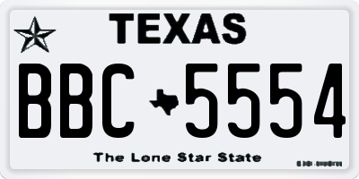 TX license plate BBC5554