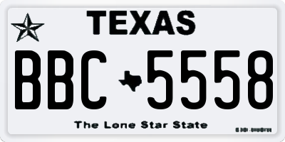 TX license plate BBC5558
