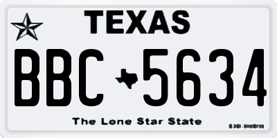 TX license plate BBC5634