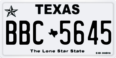 TX license plate BBC5645
