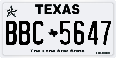 TX license plate BBC5647