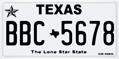 TX license plate BBC5678