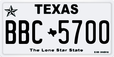 TX license plate BBC5700