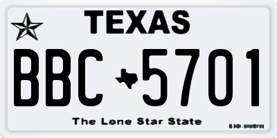 TX license plate BBC5701