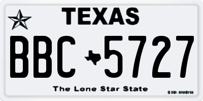 TX license plate BBC5727