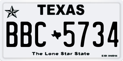 TX license plate BBC5734
