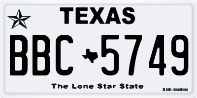 TX license plate BBC5749