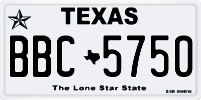 TX license plate BBC5750