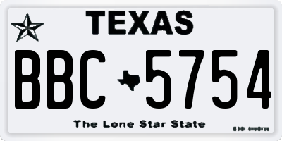 TX license plate BBC5754