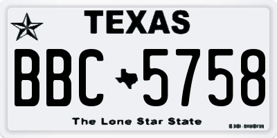 TX license plate BBC5758
