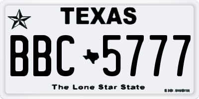 TX license plate BBC5777