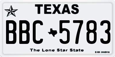 TX license plate BBC5783
