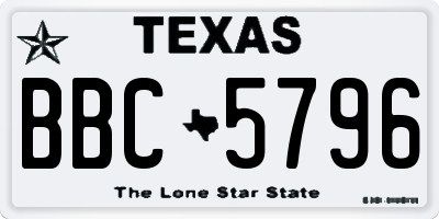 TX license plate BBC5796