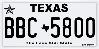 TX license plate BBC5800