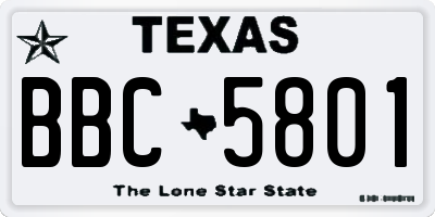 TX license plate BBC5801