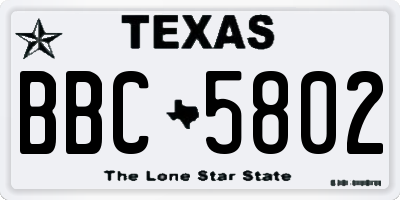 TX license plate BBC5802