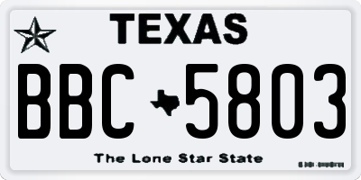 TX license plate BBC5803