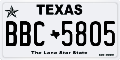 TX license plate BBC5805