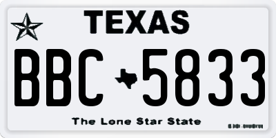 TX license plate BBC5833