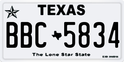 TX license plate BBC5834