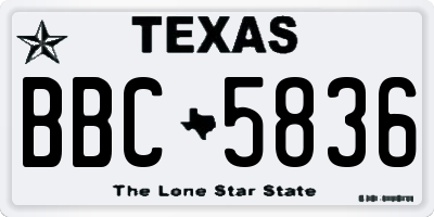 TX license plate BBC5836