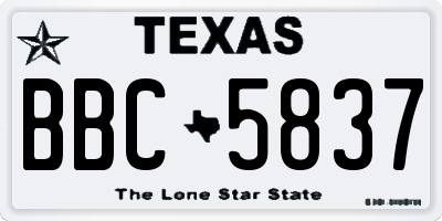 TX license plate BBC5837
