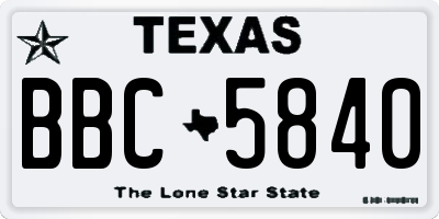 TX license plate BBC5840