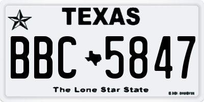 TX license plate BBC5847