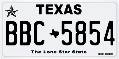 TX license plate BBC5854