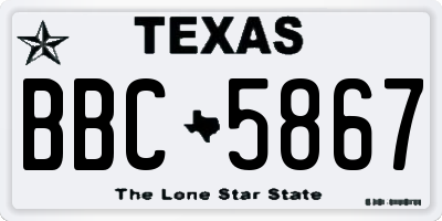 TX license plate BBC5867