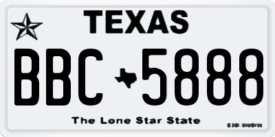 TX license plate BBC5888